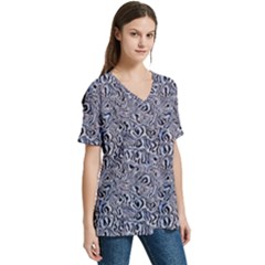 V-Neck Split Shoulder Casual T-Shirt 
