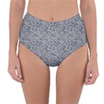 Blue Black Snake Pattern Reversible High-Waist Bikini Bottoms