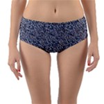 Blue Black Snake Pattern Reversible Mid-Waist Bikini Bottoms