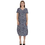 Blue Black Snake Pattern T-Shirt Midi Dress With Pockets