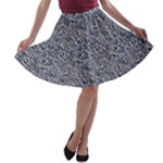 Blue Black Snake Pattern A-line Skater Skirt