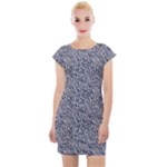 Blue Black Snake Pattern Cap Sleeve Bodycon Dress