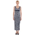 Blue Black Snake Pattern Fitted Maxi Dress