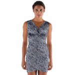 Blue Black Snake Pattern Wrap Front Bodycon Dress