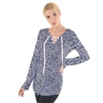 Blue Black Snake Pattern Tie Up T-Shirt