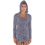 Blue Black Snake Pattern Long Sleeve Hooded T-shirt