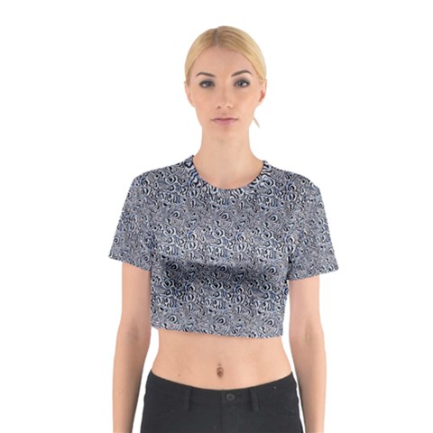 Blue Black Snake Pattern Cotton Crop Top from ArtsNow.com