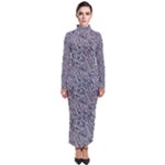 Blue Black Snake Pattern Turtleneck Maxi Dress