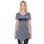 Blue Black Snake Pattern Short Sleeve Tunic 