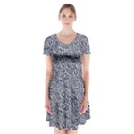 Blue Black Snake Pattern Short Sleeve V-neck Flare Dress