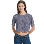 Blue Black Snake Pattern Women s Round Neck Short Sleeve Crop Top