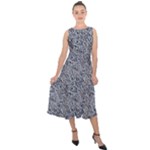 Blue Black Snake Pattern Midi Tie-Back Chiffon Dress