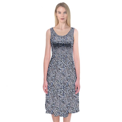 Blue Black Snake Pattern Midi Sleeveless Dress from ArtsNow.com