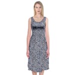 Blue Black Snake Pattern Midi Sleeveless Dress