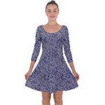 Blue Black Snake Pattern Quarter Sleeve Skater Dress