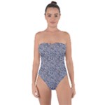Blue Black Snake Pattern Tie Back One Piece Swimsuit