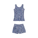 Blue Black Snake Pattern Kids  Boyleg Swimsuit