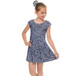 Blue Black Snake Pattern Kids  Cap Sleeve Dress