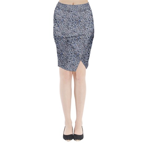 Blue Black Snake Pattern Midi Wrap Pencil Skirt from ArtsNow.com