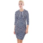Blue Black Snake Pattern Quarter Sleeve Hood Bodycon Dress