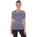 Blue Black Snake Pattern Shoulder Cut Out Short Sleeve Top