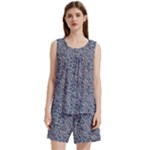 Blue Black Snake Pattern Sleeveless Cozy Lounge Set 