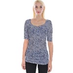 Blue Black Snake Pattern Wide Neckline T-Shirt