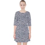 Blue Black Snake Pattern Quarter Sleeve Pocket Dress