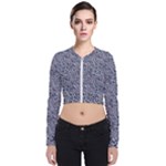 Blue Black Snake Pattern Long Sleeve Zip Up Bomber Jacket