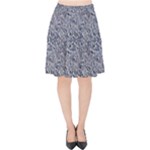 Blue Black Snake Pattern Velvet High Waist Skirt
