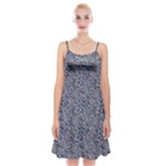 Blue Black Snake Pattern Spaghetti Strap Velvet Dress
