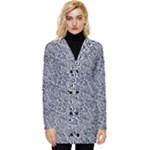 Blue Black Snake Pattern Button Up Hooded Coat 