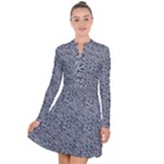 Blue Black Snake Pattern Long Sleeve Panel Dress