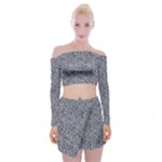 Blue Black Snake Pattern Off Shoulder Top with Mini Skirt Set