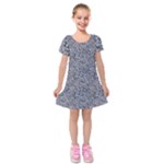 Blue Black Snake Pattern Kids  Short Sleeve Velvet Dress