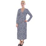 Blue Black Snake Pattern Velvet Maxi Wrap Dress