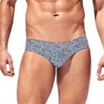 Blue Black Snake Pattern Men s Swim Brief