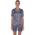 Blue Black Snake Pattern Satin Short Sleeve Pajamas Set