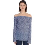 Blue Black Snake Pattern Off Shoulder Long Sleeve Top