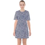 Blue Black Snake Pattern Sixties Short Sleeve Mini Dress