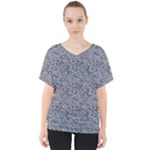 Blue Black Snake Pattern V-Neck Dolman Drape Top