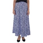Blue Black Snake Pattern Flared Maxi Skirt