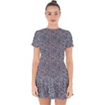 Blue Black Snake Pattern Drop Hem Mini Chiffon Dress