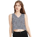 Blue Black Snake Pattern V-Neck Cropped Tank Top