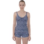 Blue Black Snake Pattern Tie Front Two Piece Tankini