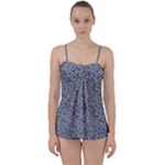 Blue Black Snake Pattern Babydoll Tankini Set