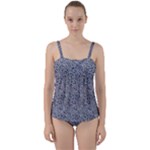 Blue Black Snake Pattern Twist Front Tankini Set