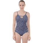 Blue Black Snake Pattern Cut Out Top Tankini Set