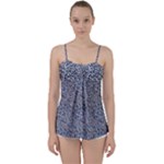 Blue Black Snake Pattern Babydoll Tankini Top