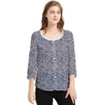 Blue Black Snake Pattern Chiffon Quarter Sleeve Blouse